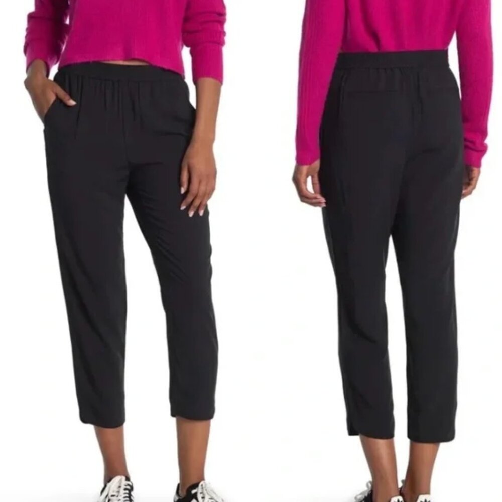 Madewell Dolphin Hem Lightweight Cropped Trousers Black Size Large